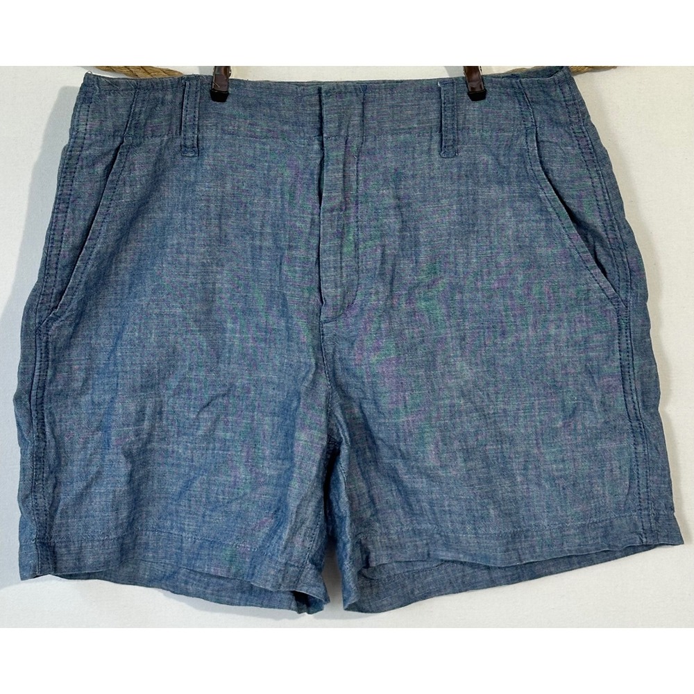 Gap Downtown Khaki Chambray Shorts Comfort Travel Womens 4 Blue